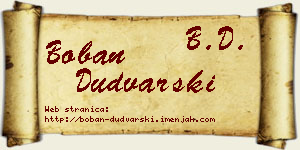 Boban Dudvarski vizit kartica